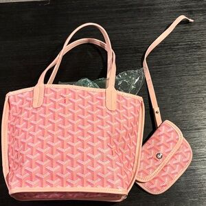 Pink Tote Bag with Matching Pouch